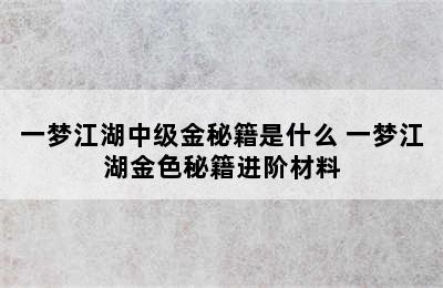 一梦江湖中级金秘籍是什么 一梦江湖金色秘籍进阶材料